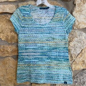 Prana Blue Scoop Short Sleeve Tee XS